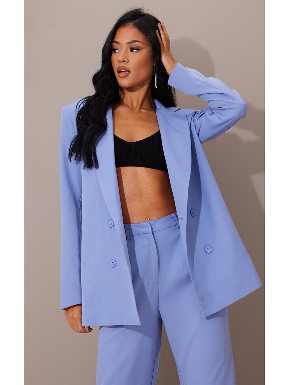 PrettyLittleThing Oversized Double Breasted Blazer Lavender  US 4 NWT